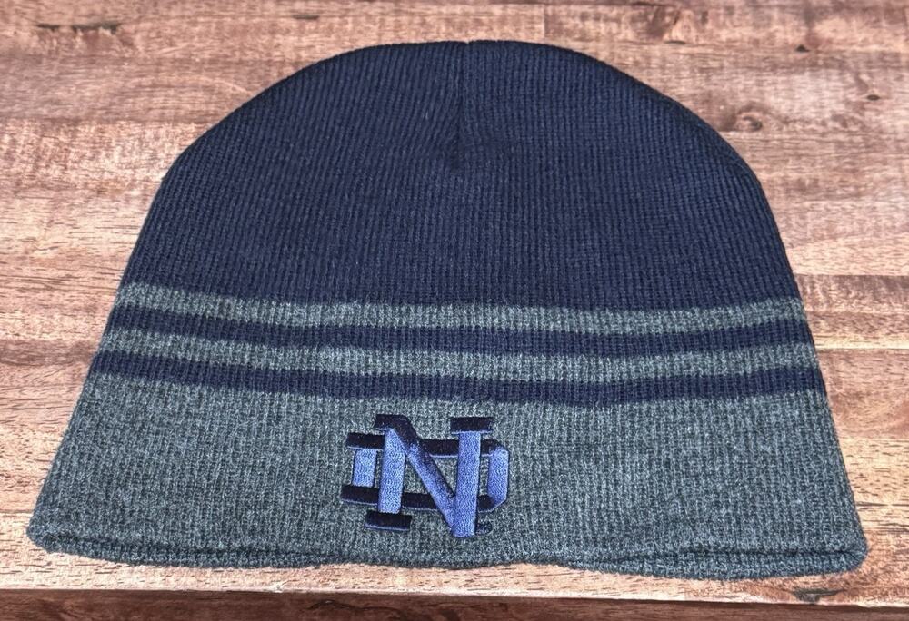 LogoFit Notre Dame Beanie Adult OS Navy Embroidered Skull Cap Hat